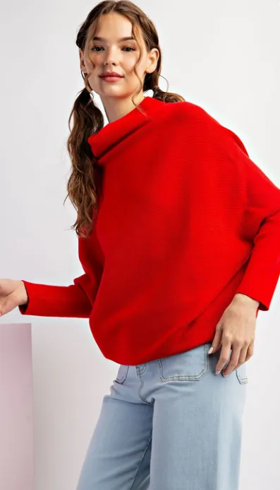 Minnie Dolman Sweater in Tomato Red