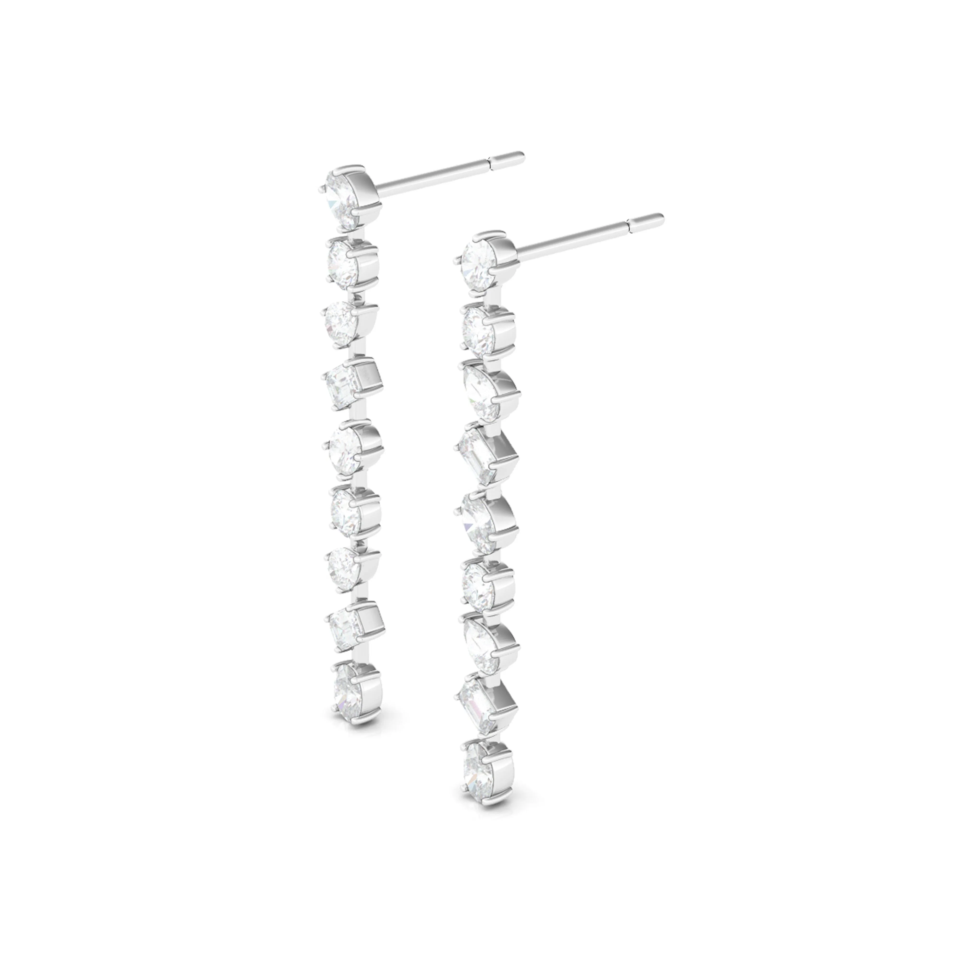 Mixed Shape Diamond Drop Earrings