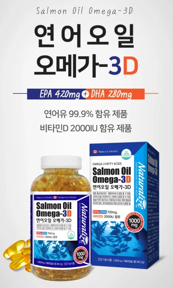 NATURALIZE Salmon Oil Omega 3D 360 Capsules EPA DHA Health Supplements Vitamin D Dry Eye Osteoporosis