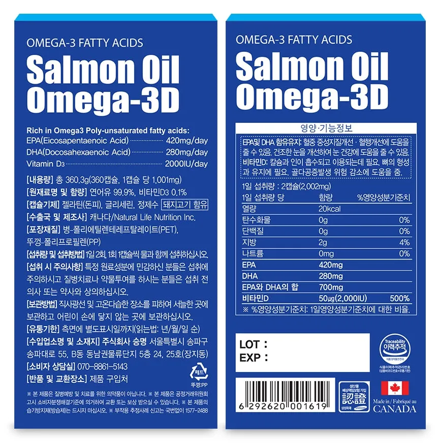 NATURALIZE Salmon Oil Omega 3D 360 Capsules EPA DHA Health Supplements Vitamin D Dry Eye Osteoporosis