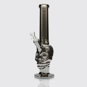 Neander-Skull Mirror Glass Bong - Silver