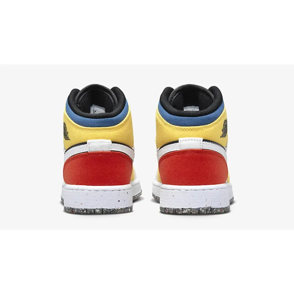 Nike Kid's Air Jordan 1 Mid Shoes - White / Black / Red / Yellow / Blue