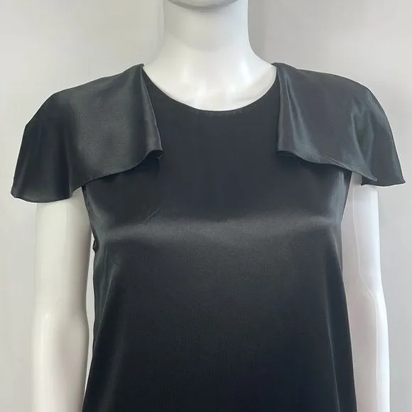 NWT 3.1 Phillip Lim Black Satin with Flutter Sleeves Dress