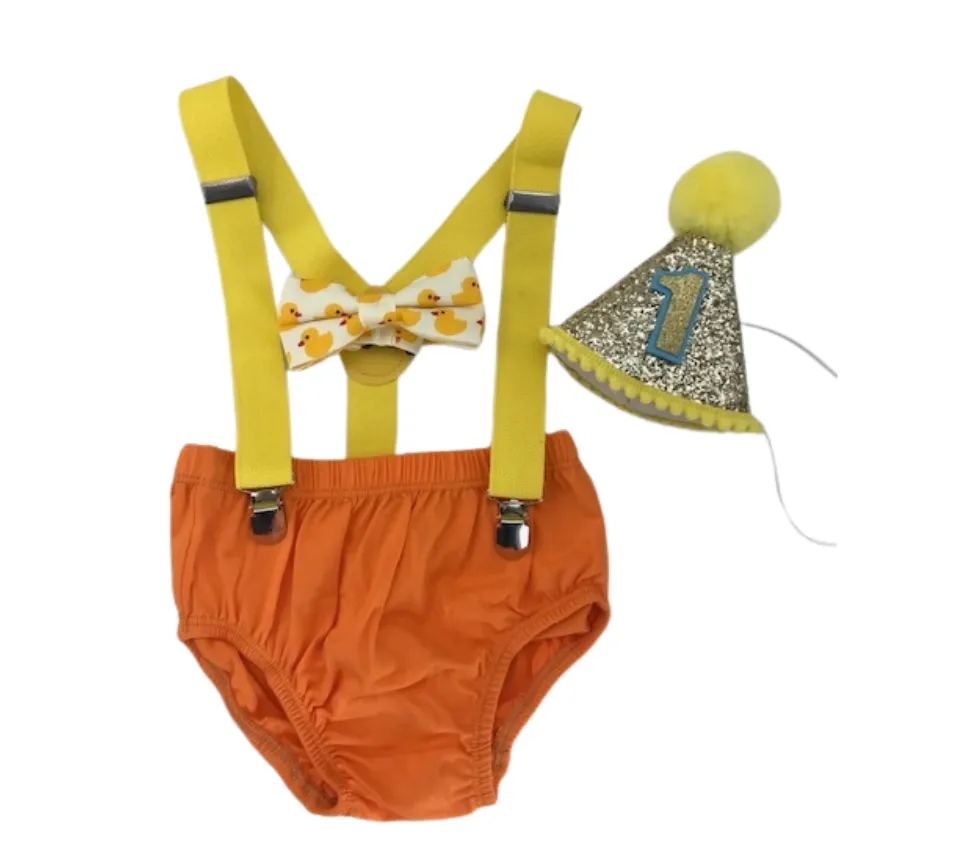 Orange Duck Theme Smash Cake Outfit