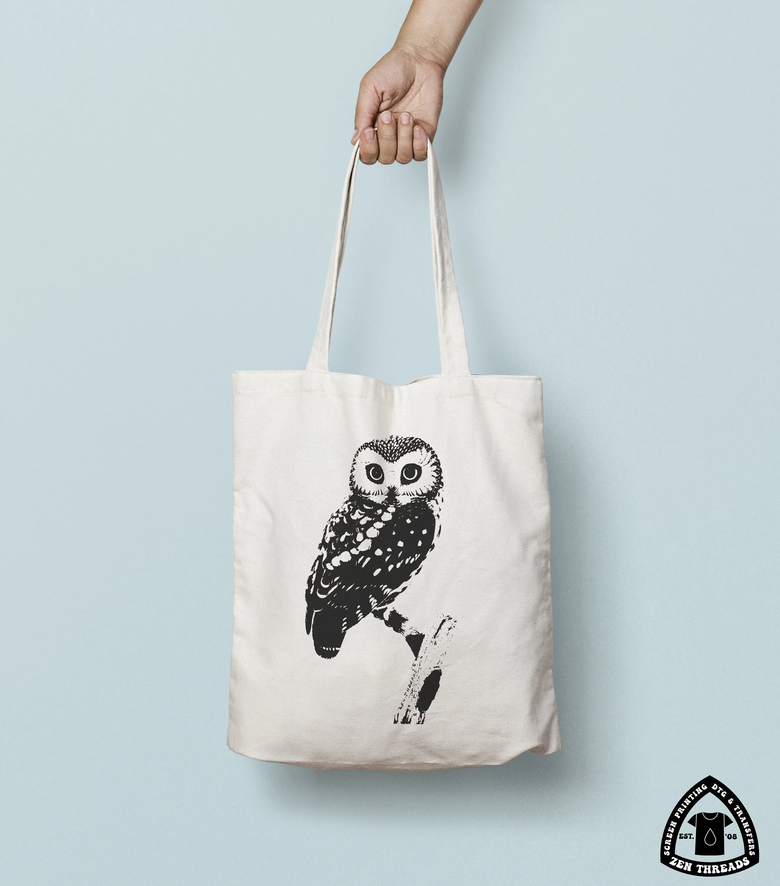 OWL Eco-Friendly Market Tote Bag - 100% Cotton, Eco Printed