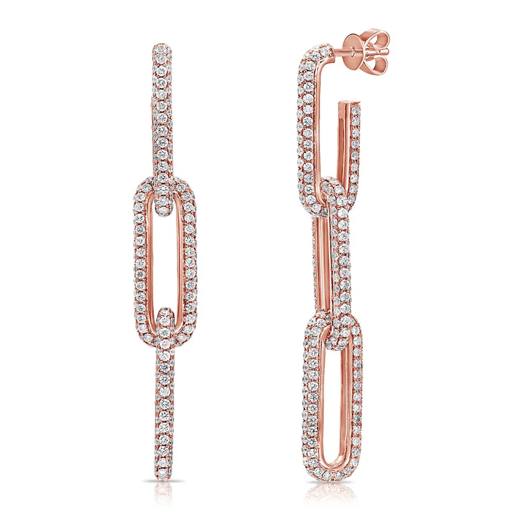 Pave Dangling Link Drop Earrings