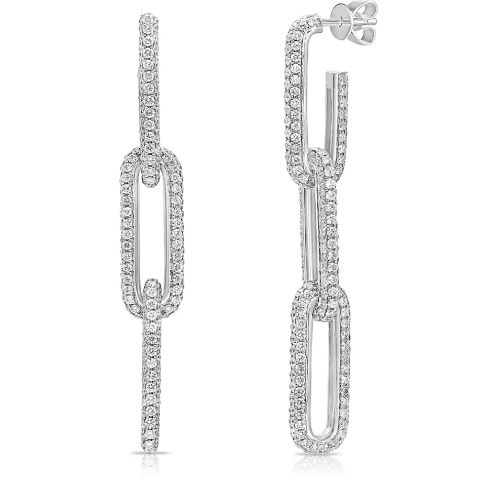 Pave Dangling Link Drop Earrings