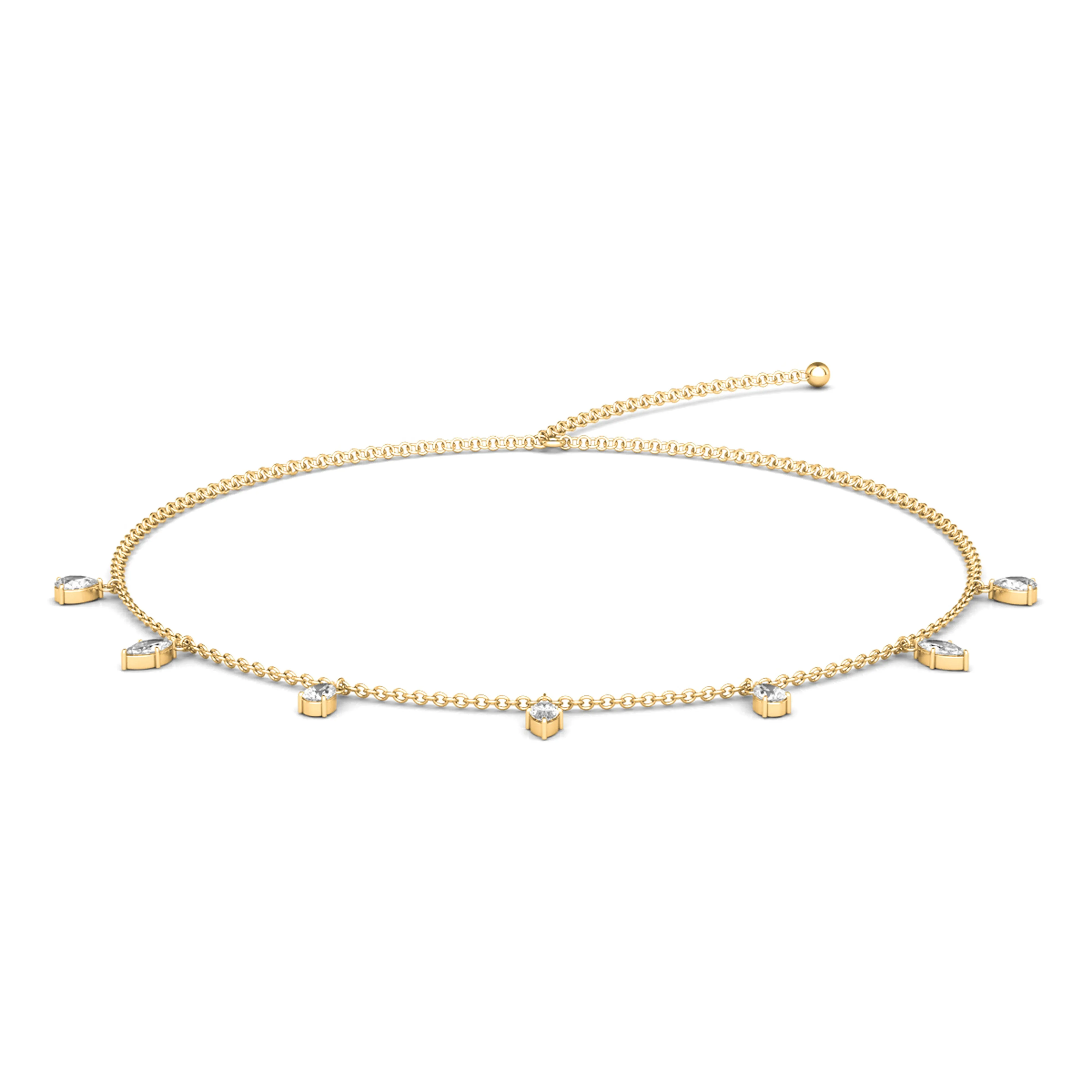 Pear & Marquise Dangling Diamond Choker