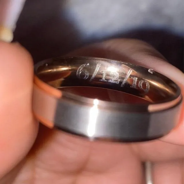 Personalized Engraved Men's Rose Gold Promise Ring - Engraved Handwriting Ring