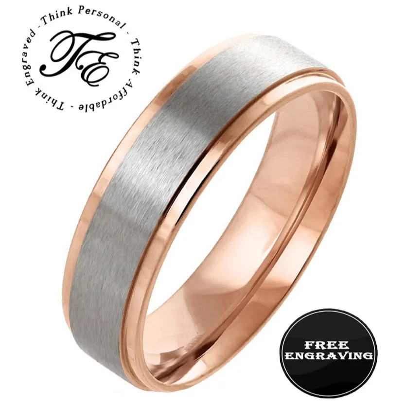 Personalized Engraved Men's Rose Gold Promise Ring - Engraved Handwriting Ring