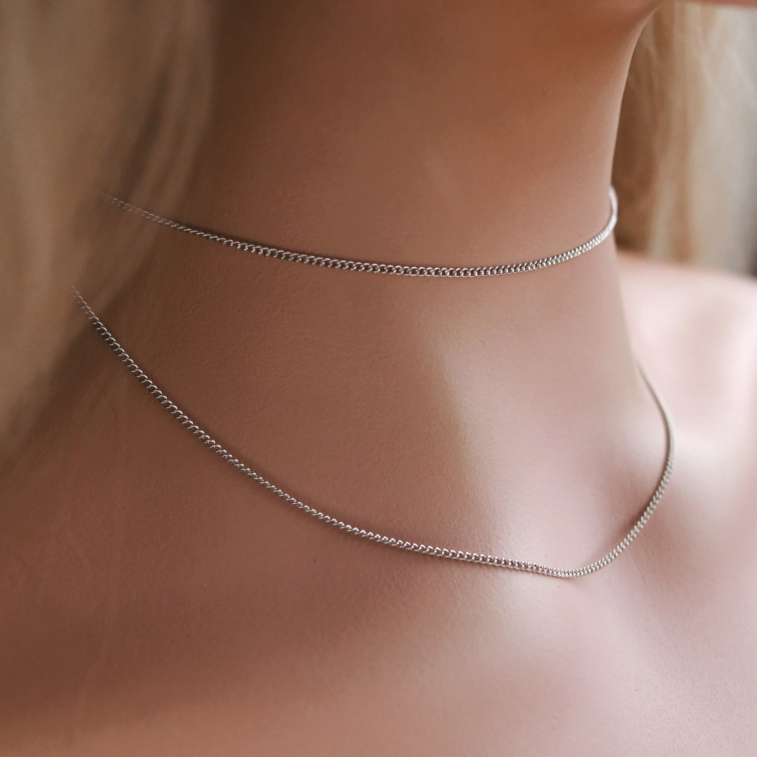 Plain Silver / Gold Curb Chain Necklace