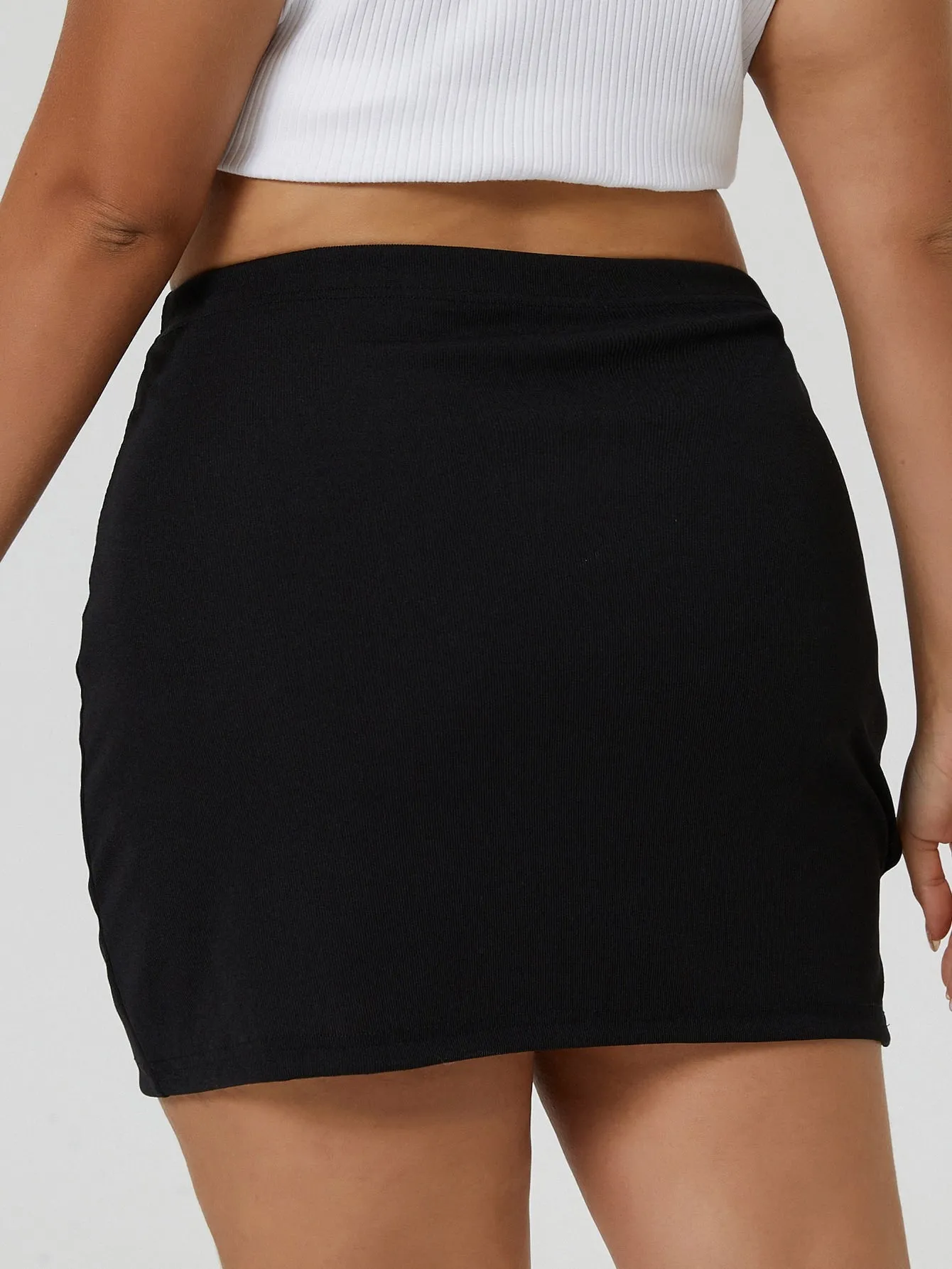 Plus Cut Out Side Mini Skirt