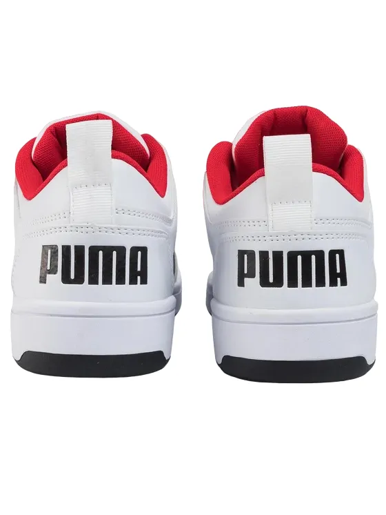 Puma men's sneakers shoe Rebound Lay Up Lo 369866 01 white black red