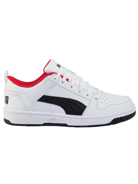 Puma men's sneakers shoe Rebound Lay Up Lo 369866 01 white black red