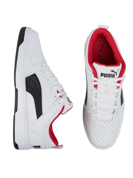 Puma men's sneakers shoe Rebound Lay Up Lo 369866 01 white black red