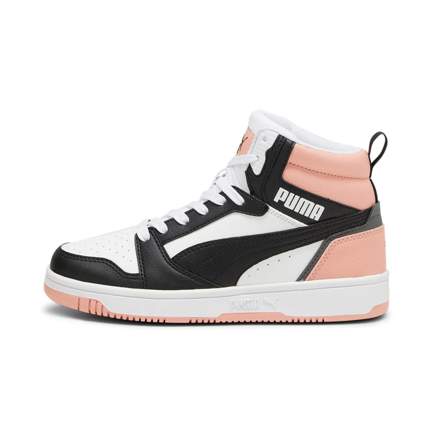 Puma Rebound v6 Mid girl's high sneaker shoe 393831 07 white-black-pink