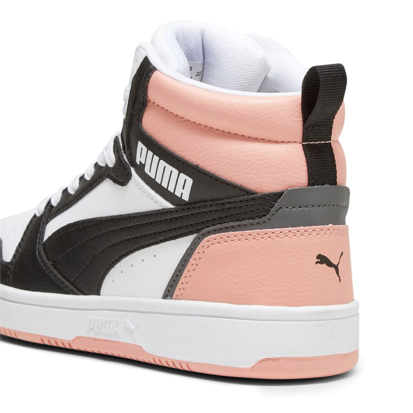 Puma Rebound v6 Mid girl's high sneaker shoe 393831 07 white-black-pink