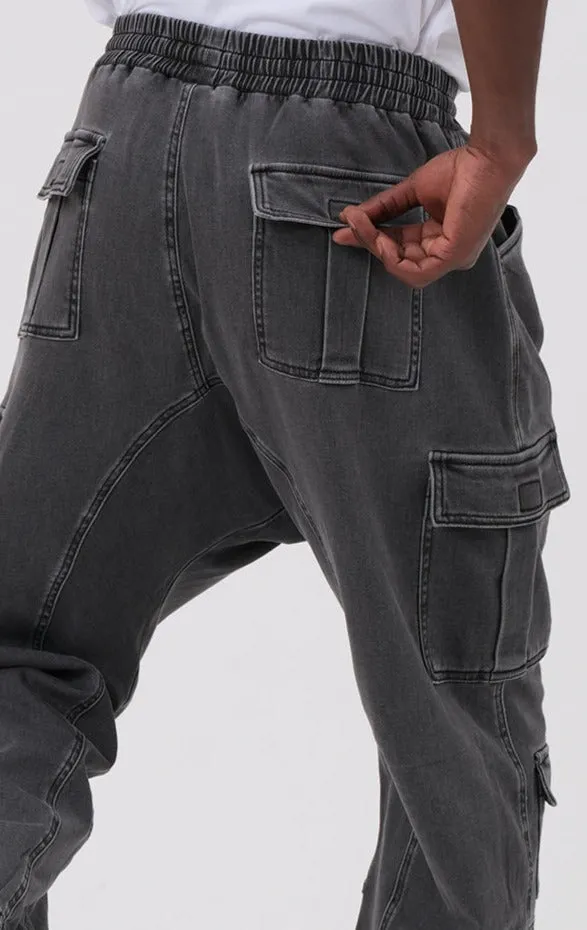 QL Relaxed Denim Cuffed Cargo Stretch in Grey