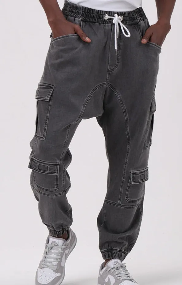 QL Relaxed Denim Cuffed Cargo Stretch in Grey