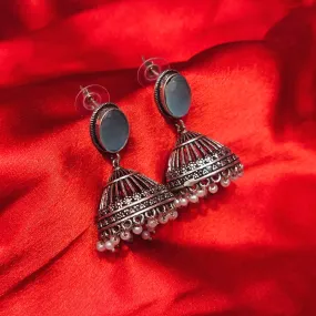 "Dazzling Elegance: Embrace Style with Oxidized Jermon Silver Jhumka Earrings by Asp Fashion Jewellery"