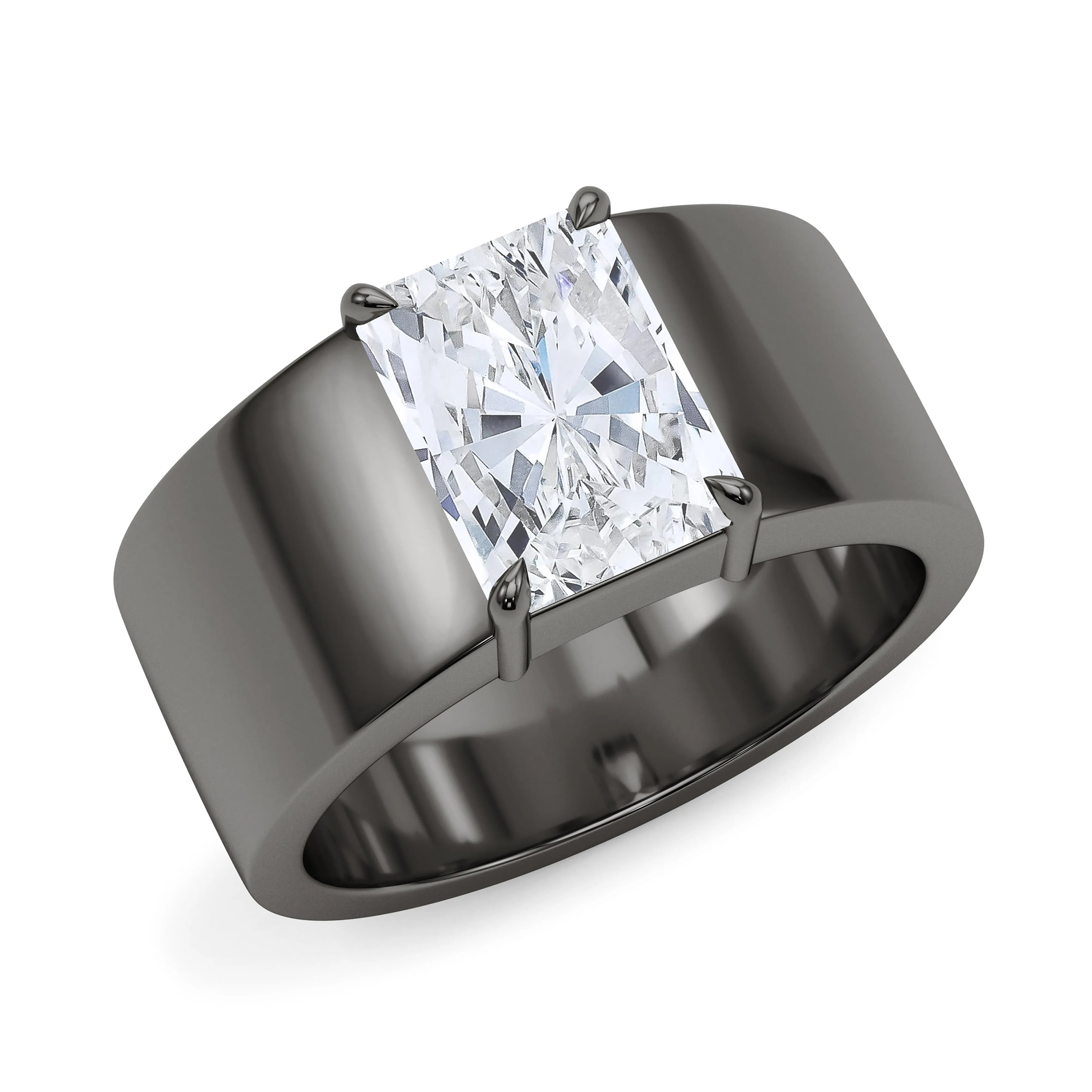 Radiant Cut Diamond Cigar Ring