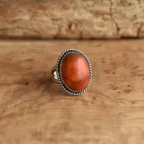 Red Sponge Coral Ring - Silversmith Ring - Boho Red Coral Ring