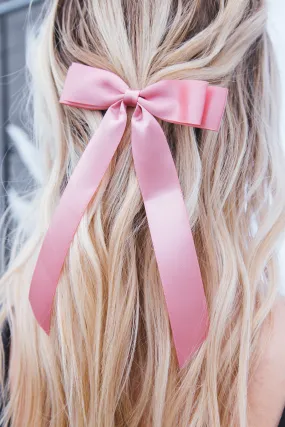 Ribbon Bow Hair Clip, Rose