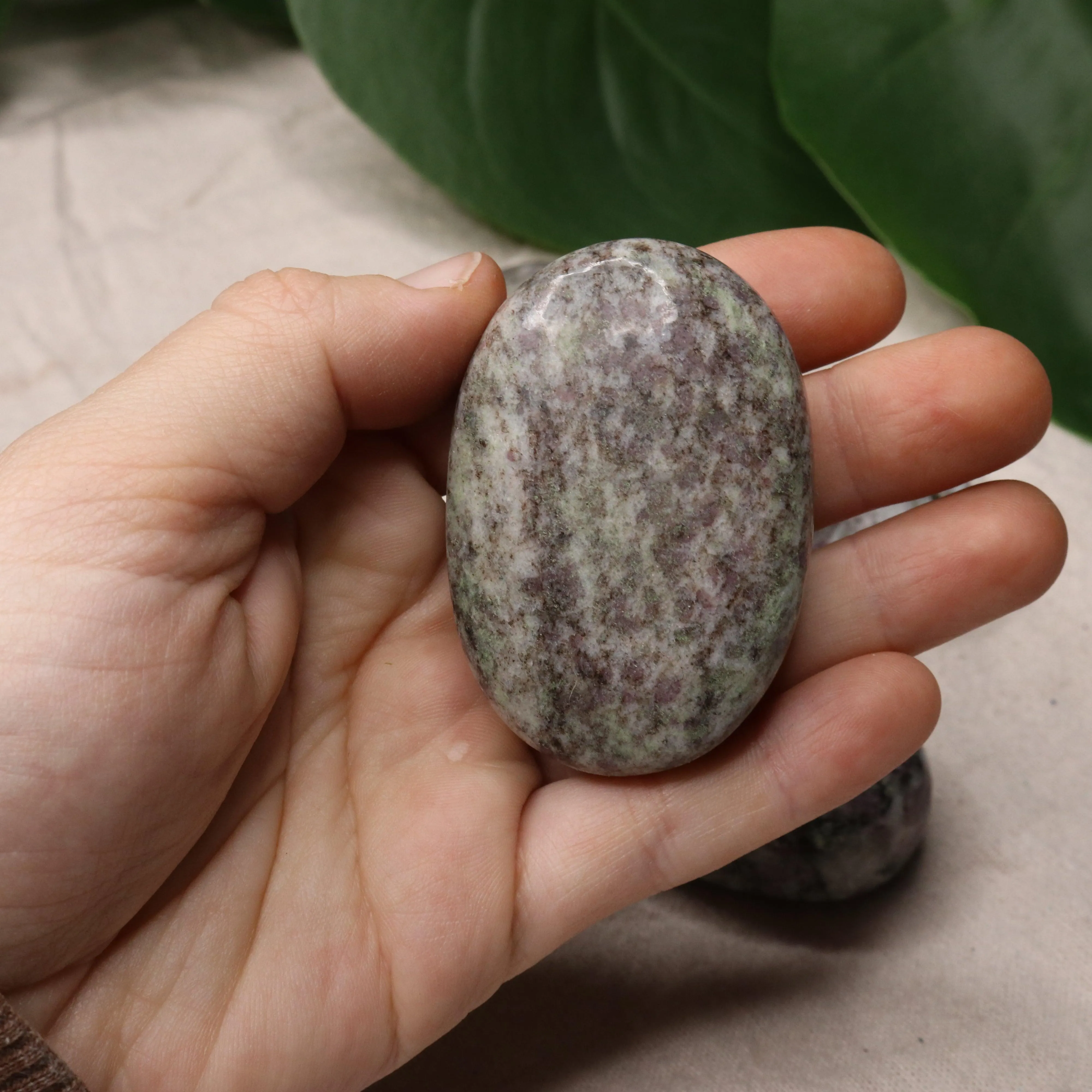 Ruby in Feldspar Pillow Palm Stones~