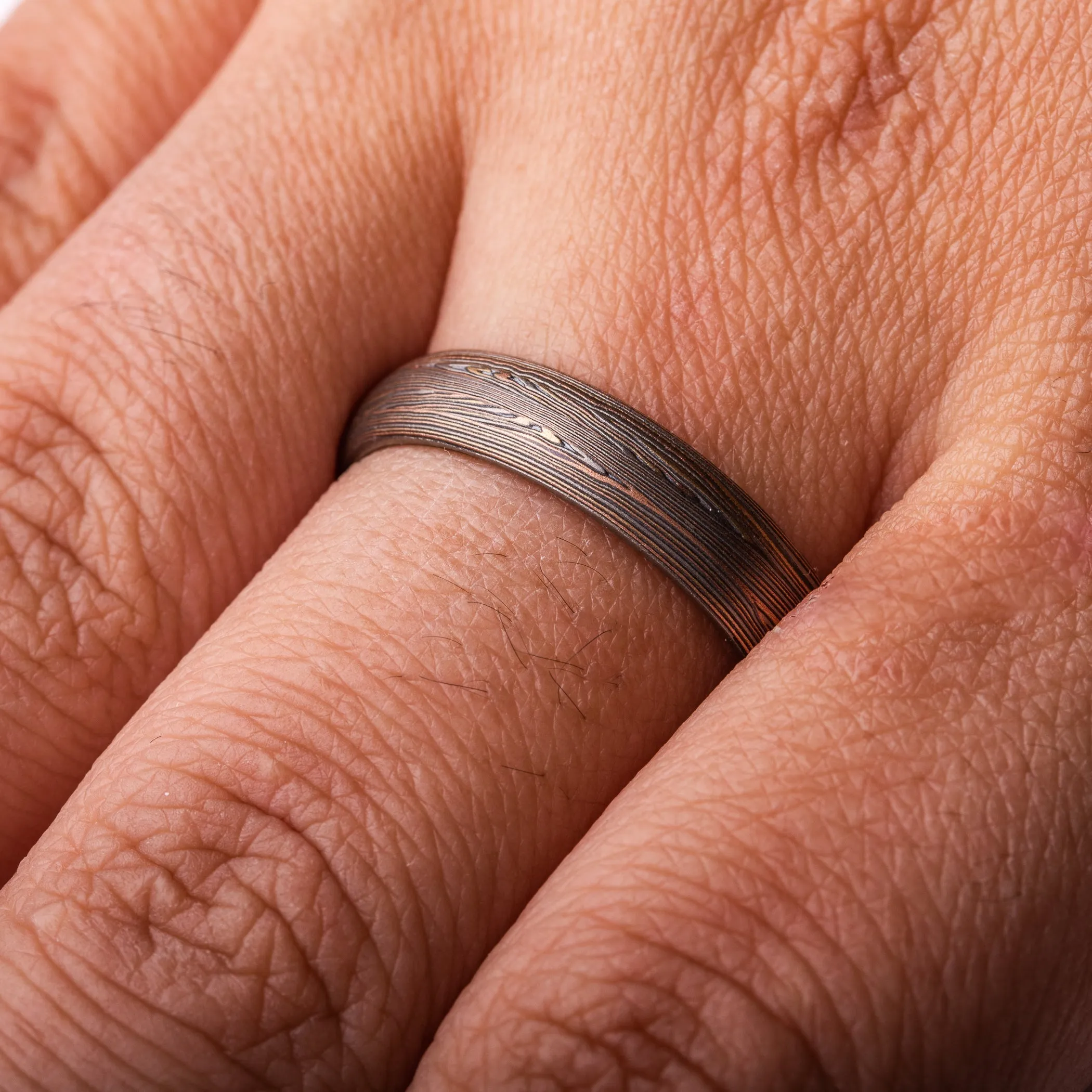 Rustic Flow Pattern Ring with Mokume Knots