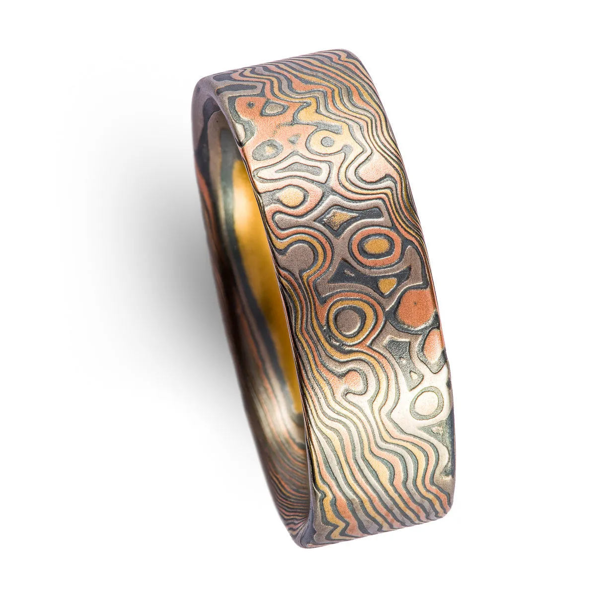 Rustic Twist/Droplet Pattern Ring in Firestorm Palette