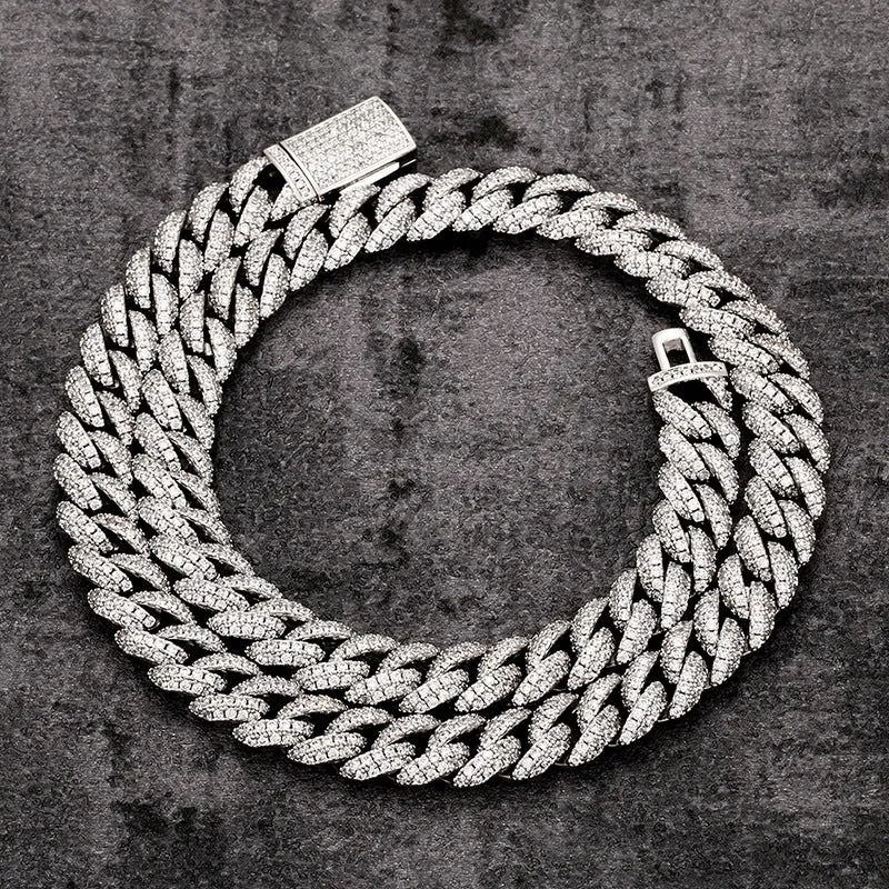 S925 Sterling Silver 10mm Fully Iced Cuban Chain