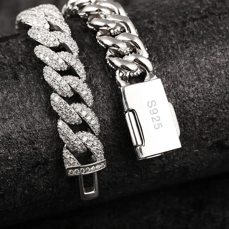 S925 Sterling Silver 10mm Fully Iced Cuban Chain