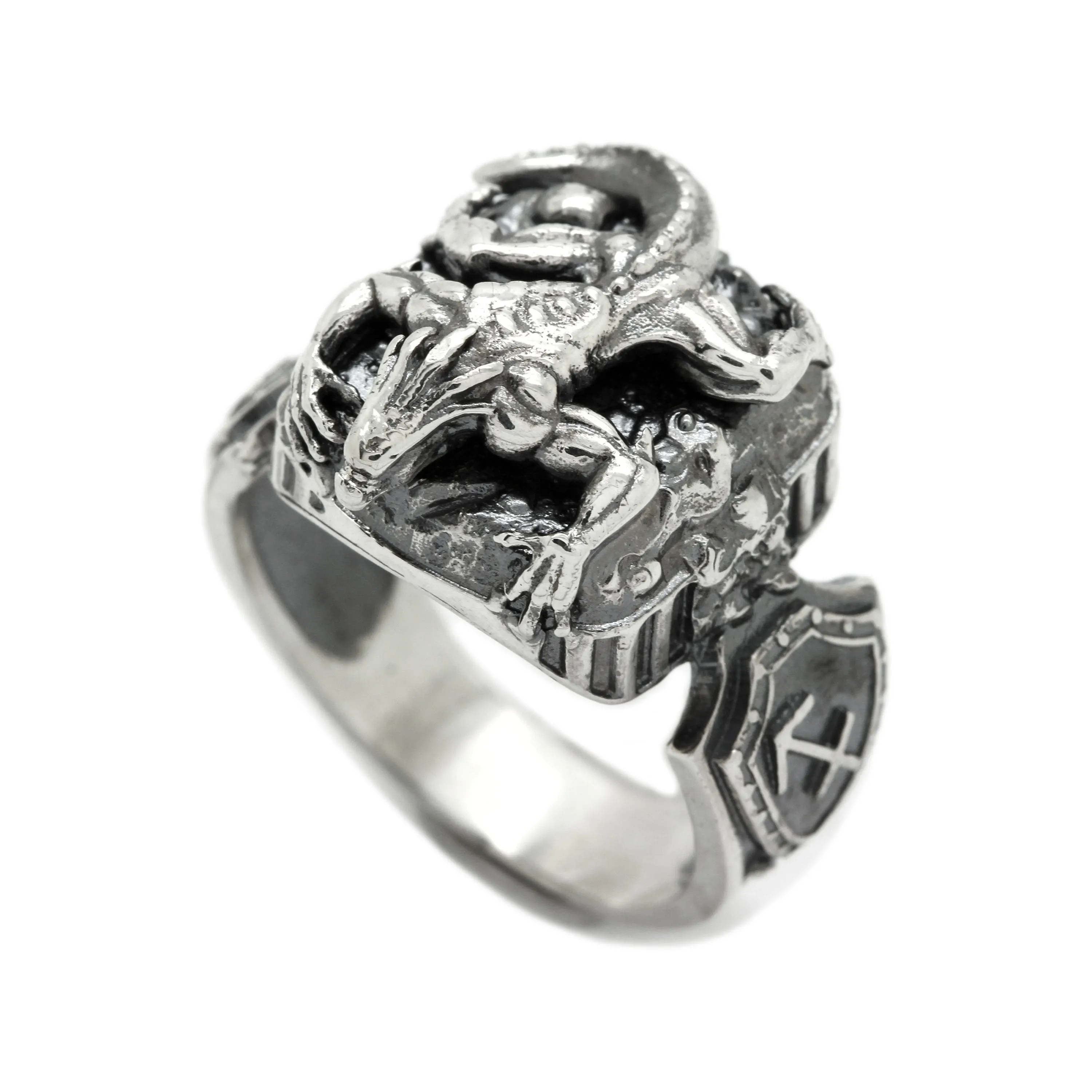 Salamander Talisman  Sagittarius Zodiac Symbol  Men's Ring  Sterling Silver 925