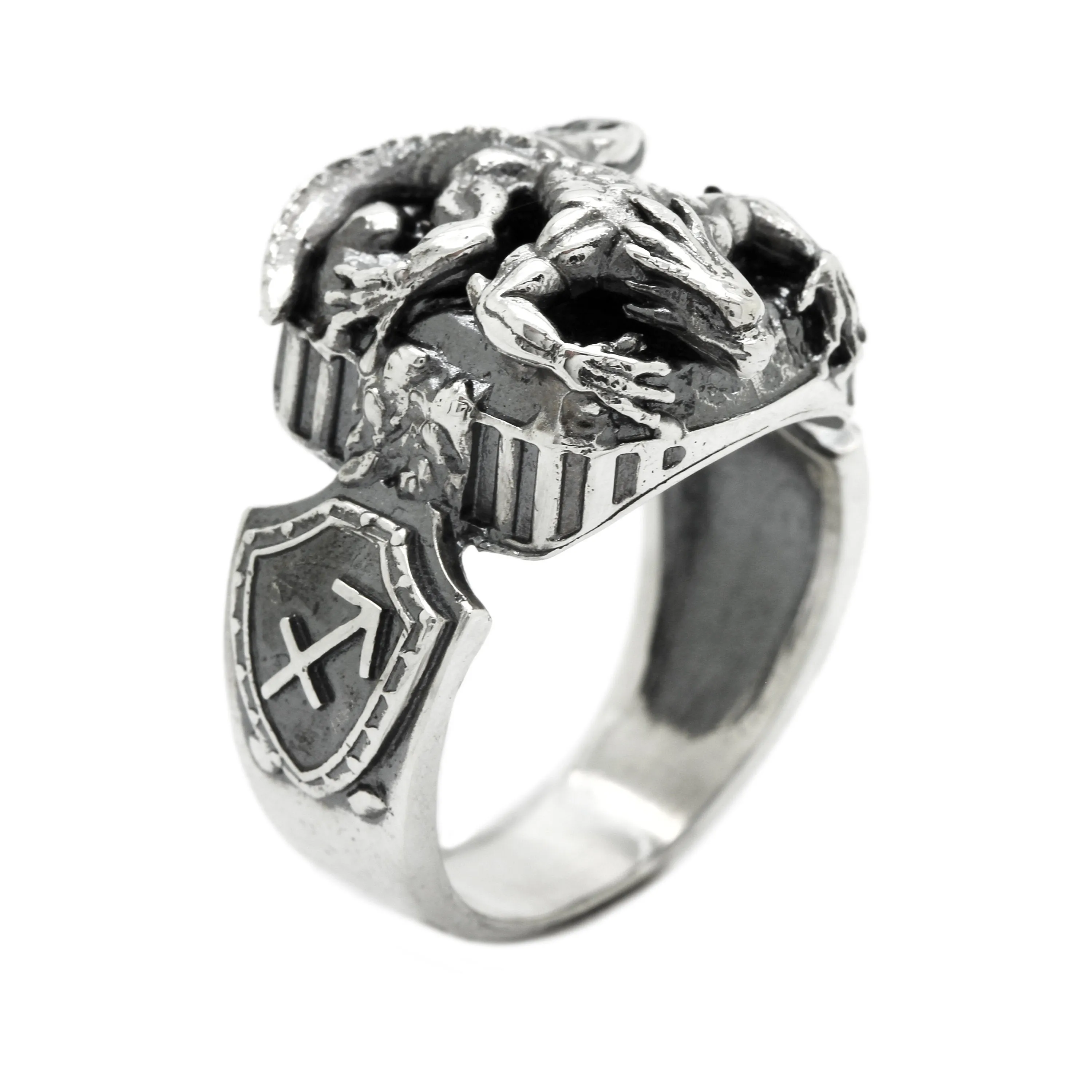 Salamander Talisman  Sagittarius Zodiac Symbol  Men's Ring  Sterling Silver 925