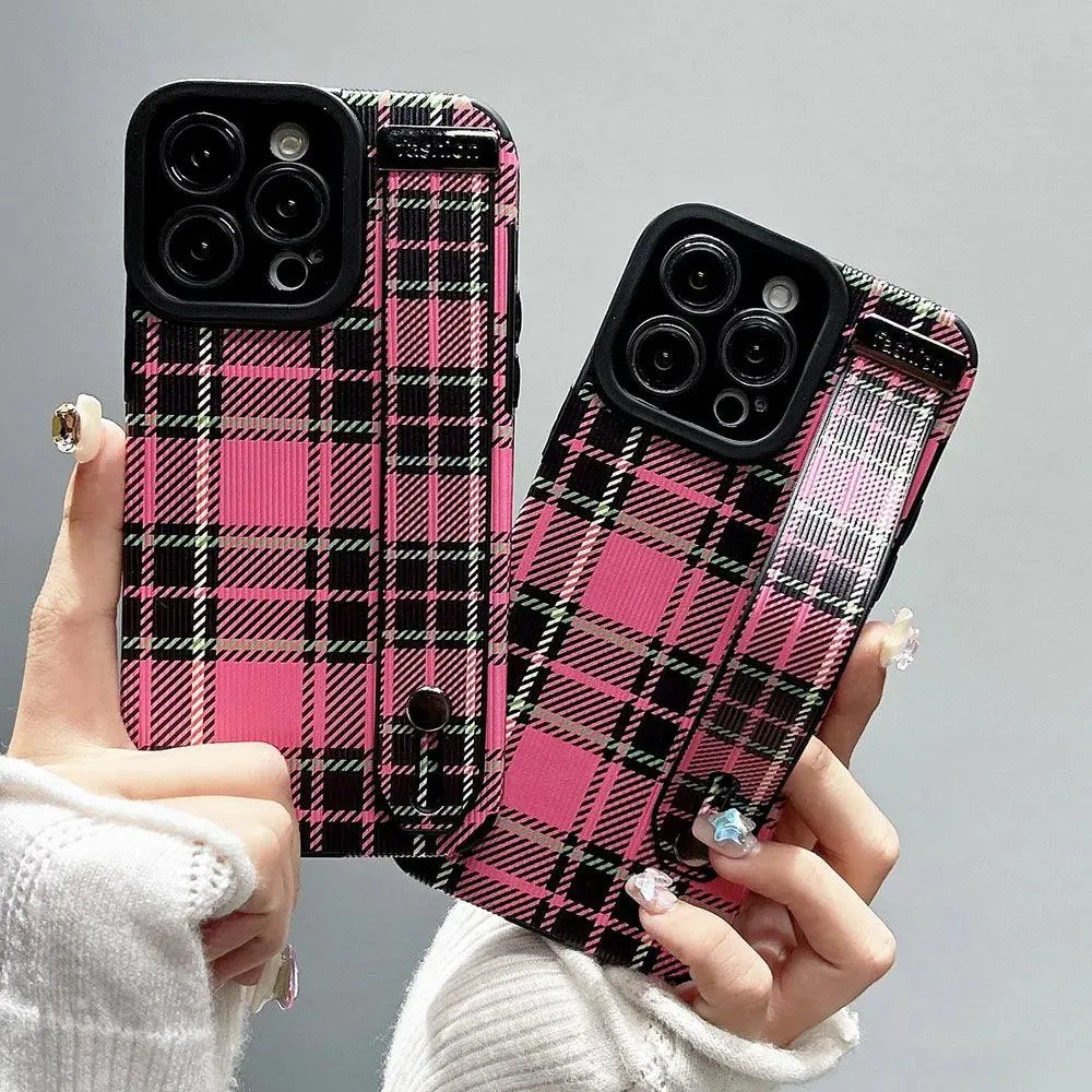 SCCPC211 Cute Phone Case For iPhone 15, 14, 11, 12, 13 Pro Max, XR, XS Max, 8, 7 Plus, and SE - Grid Lattice Pattern