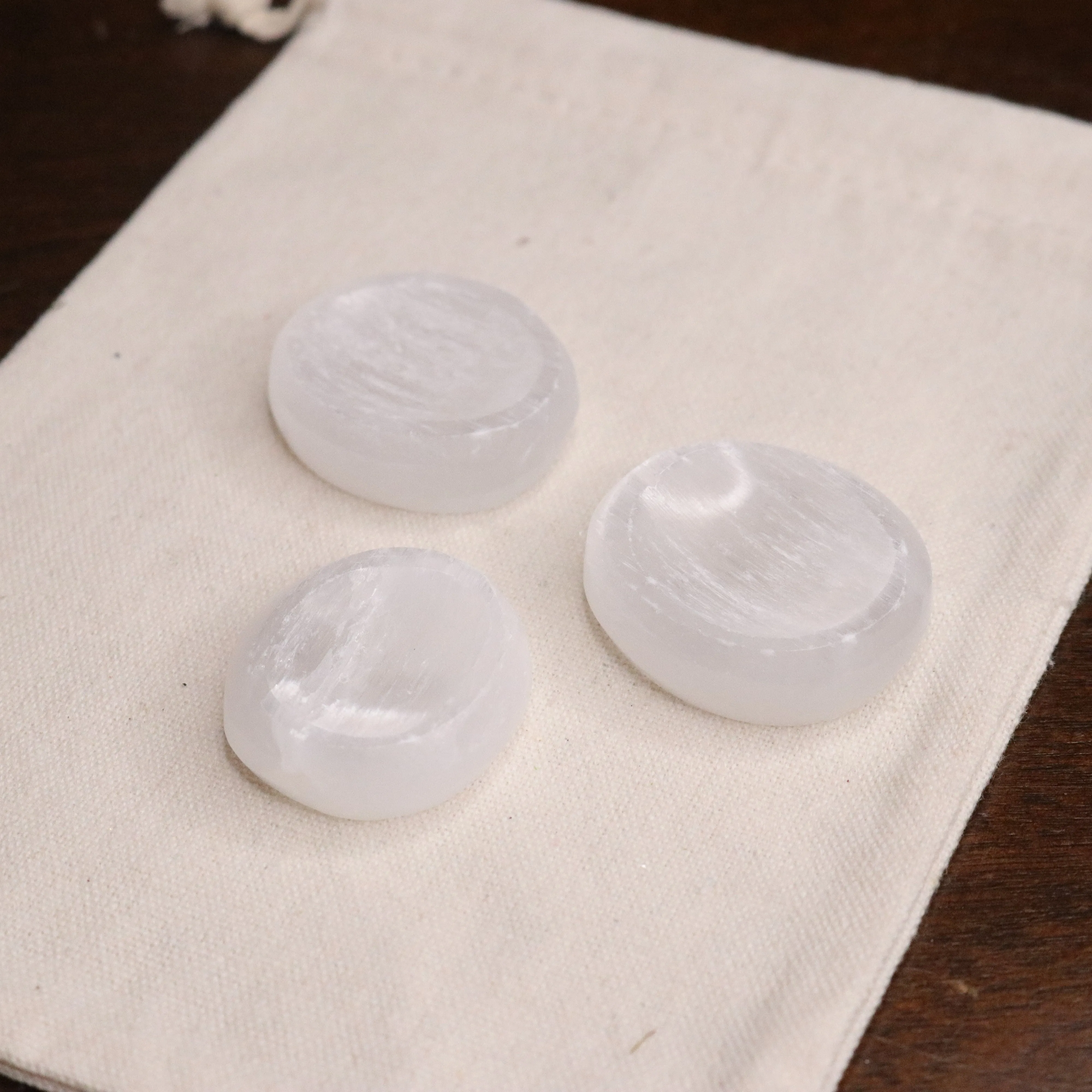 Selenite Worry Stones ~ Pocket Trinket ~ Fidget Stone