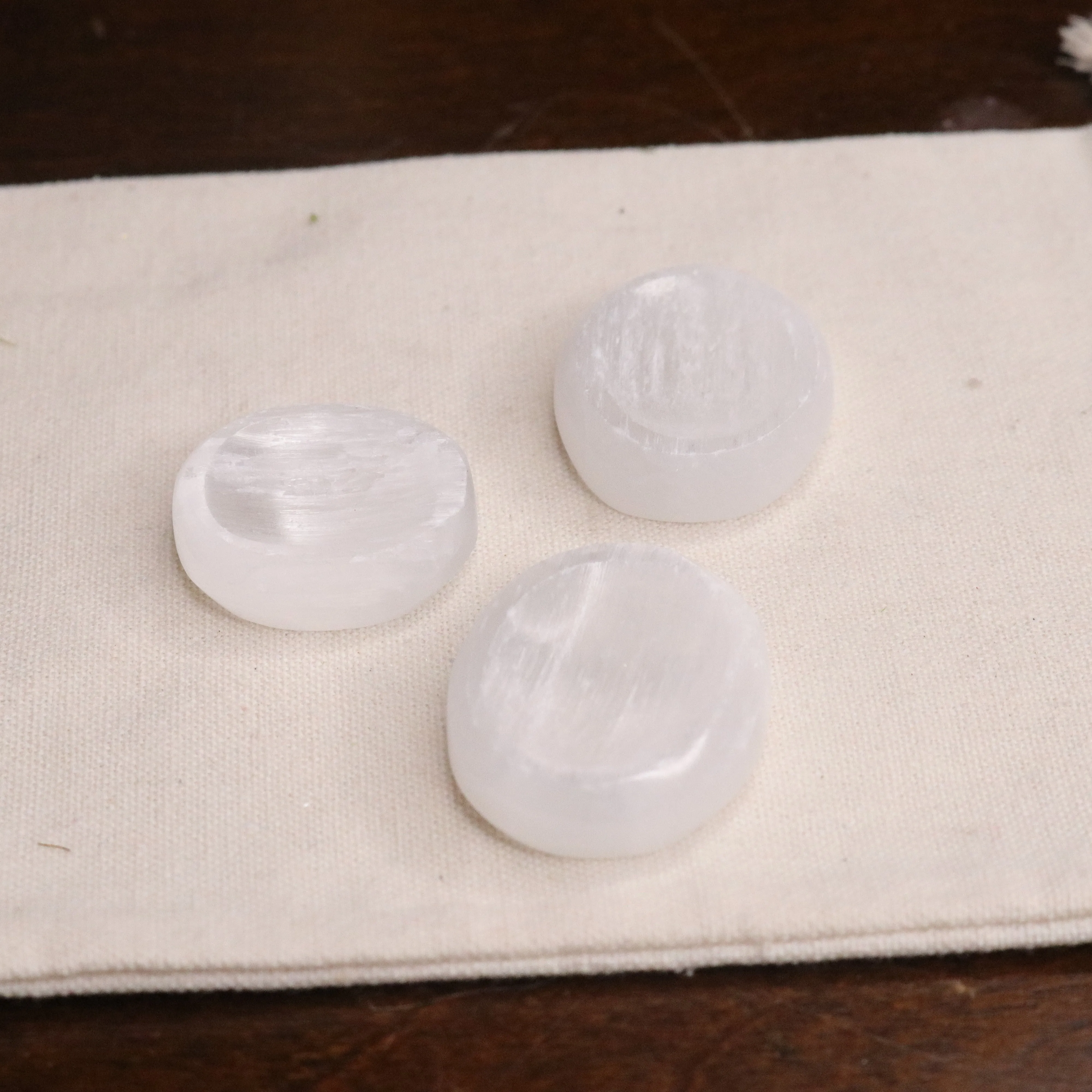 Selenite Worry Stones ~ Pocket Trinket ~ Fidget Stone