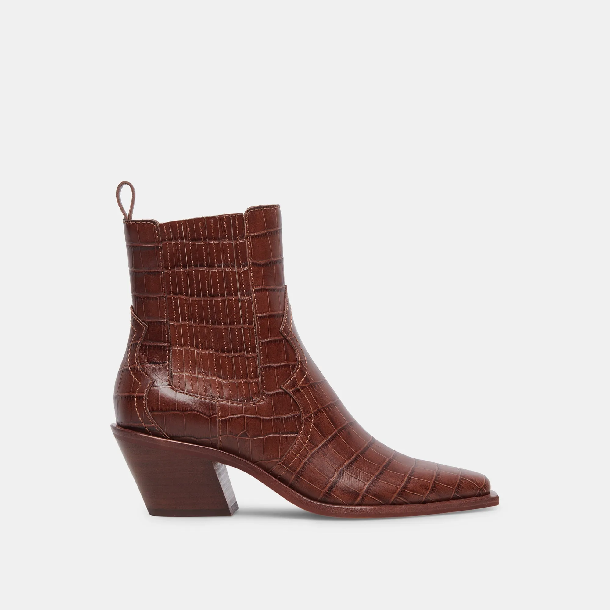 SENNA BOOTIES WALNUT EMBOSSED LEATHER - re:vita