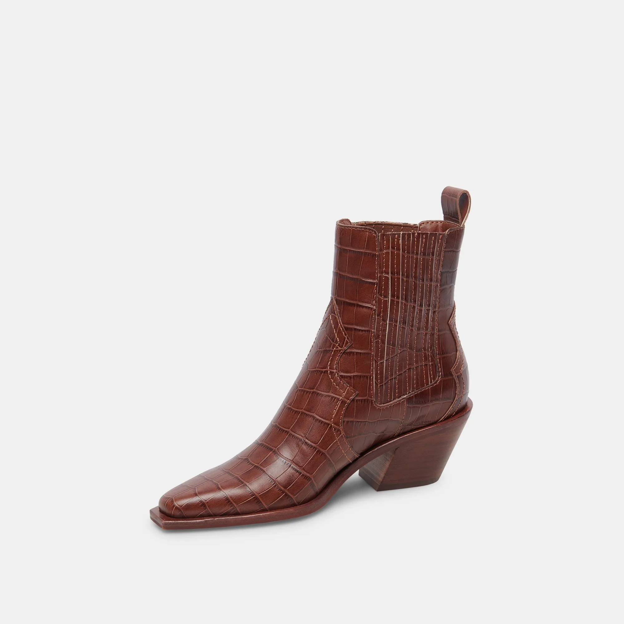 SENNA BOOTIES WALNUT EMBOSSED LEATHER - re:vita