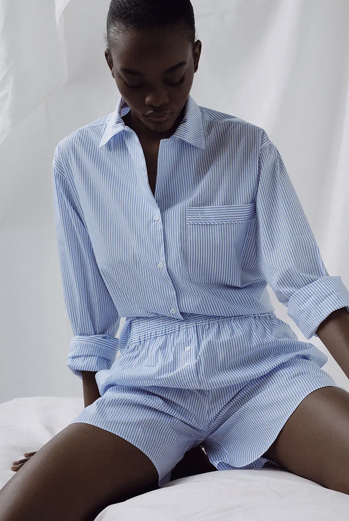 Serenity Blue Stripe Pyjama Set