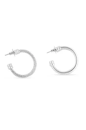 Silver - Twisted Hoops - Large