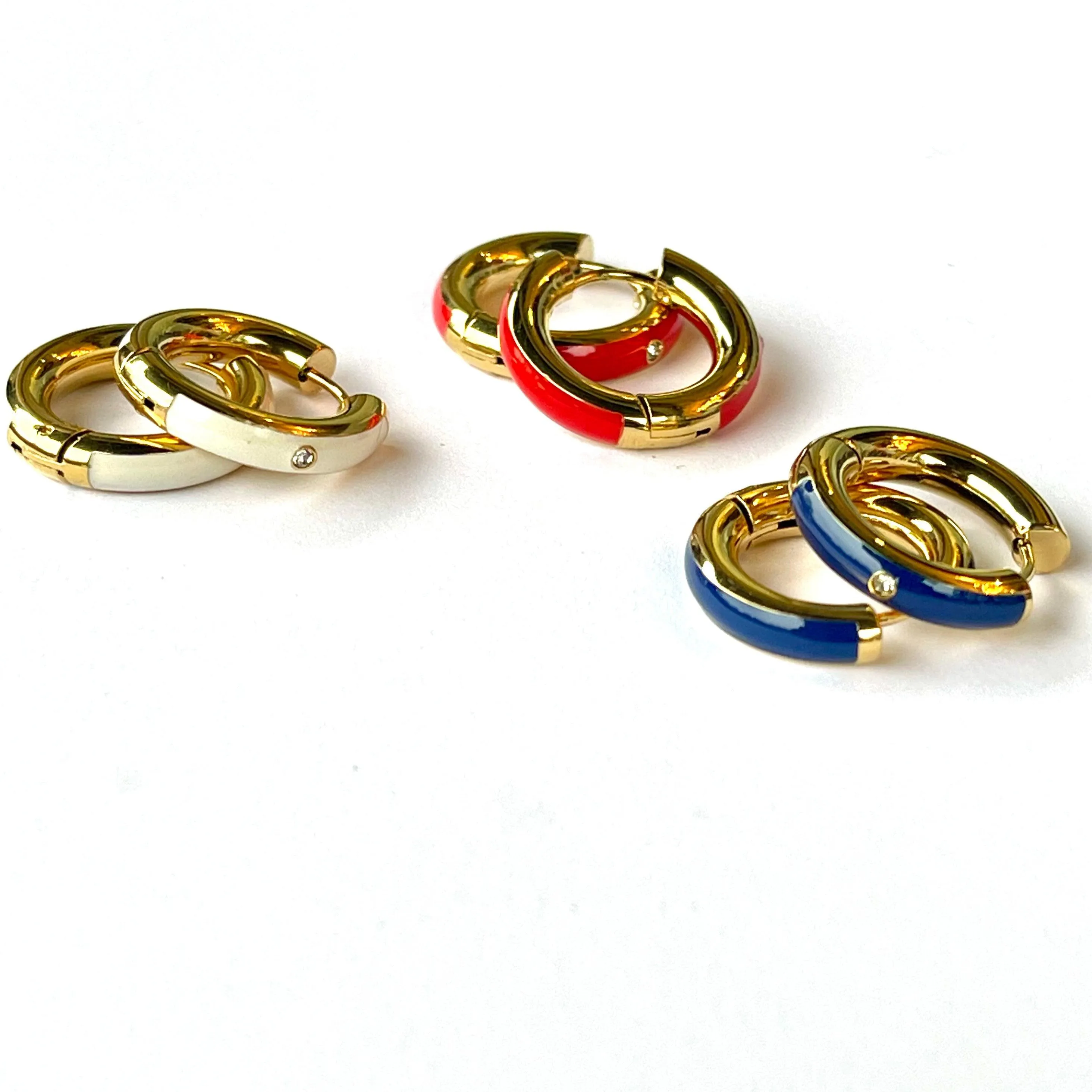 Small Enamel Hoops Earrings