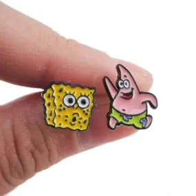 SpongeBob SquarePants and Patrick Star Shaped Stud Earrings