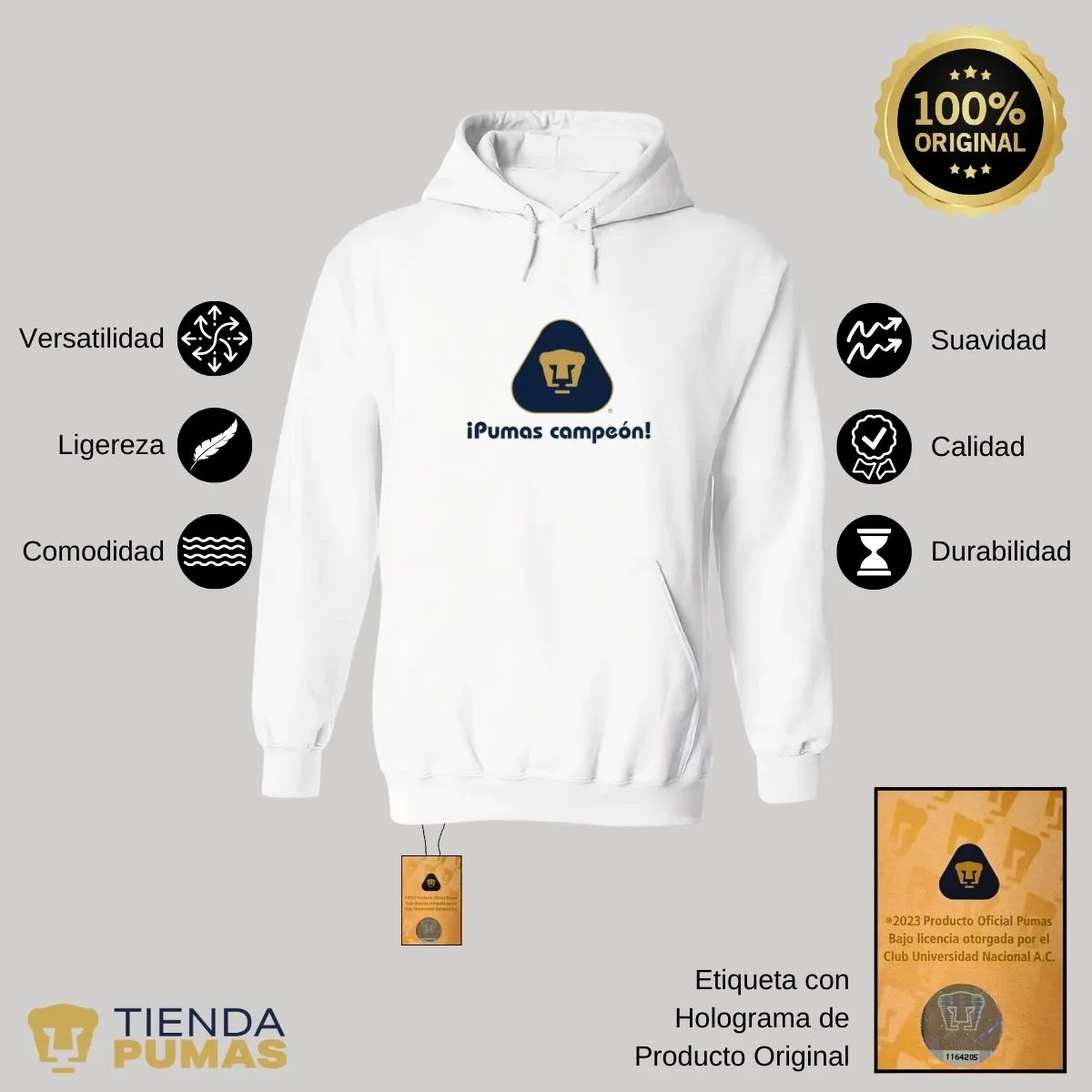 Sudadera Mujer Pumas UNAM campeón