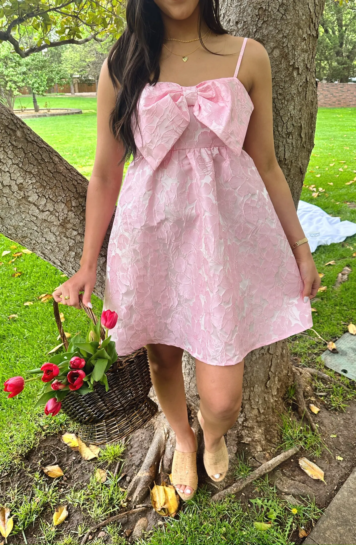 Sweeten the Day Pink Bow Dress