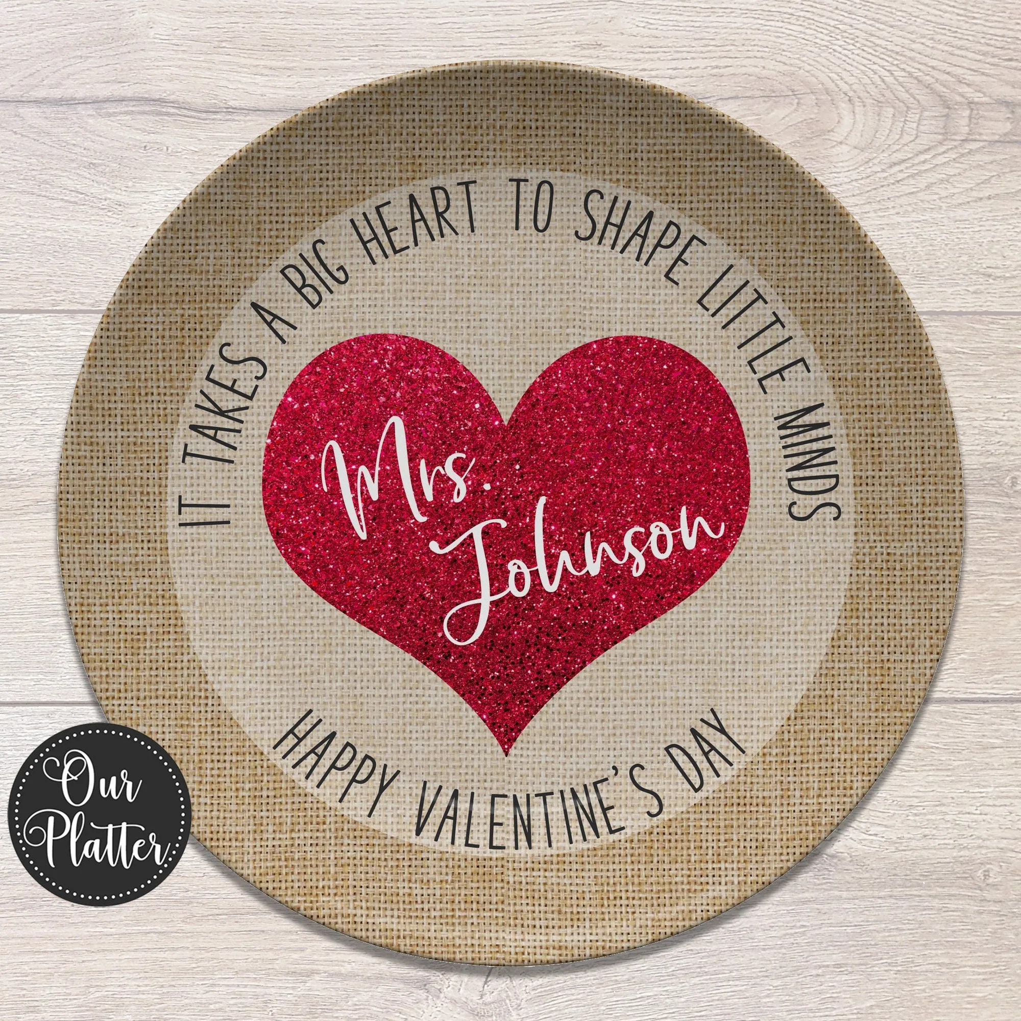 Teacher Valentine Personalized Plates