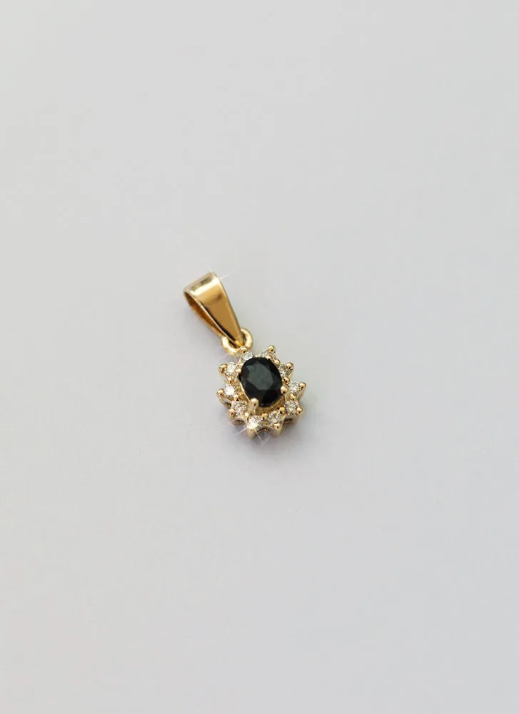 Triss diamond sapphire charm 14k gold