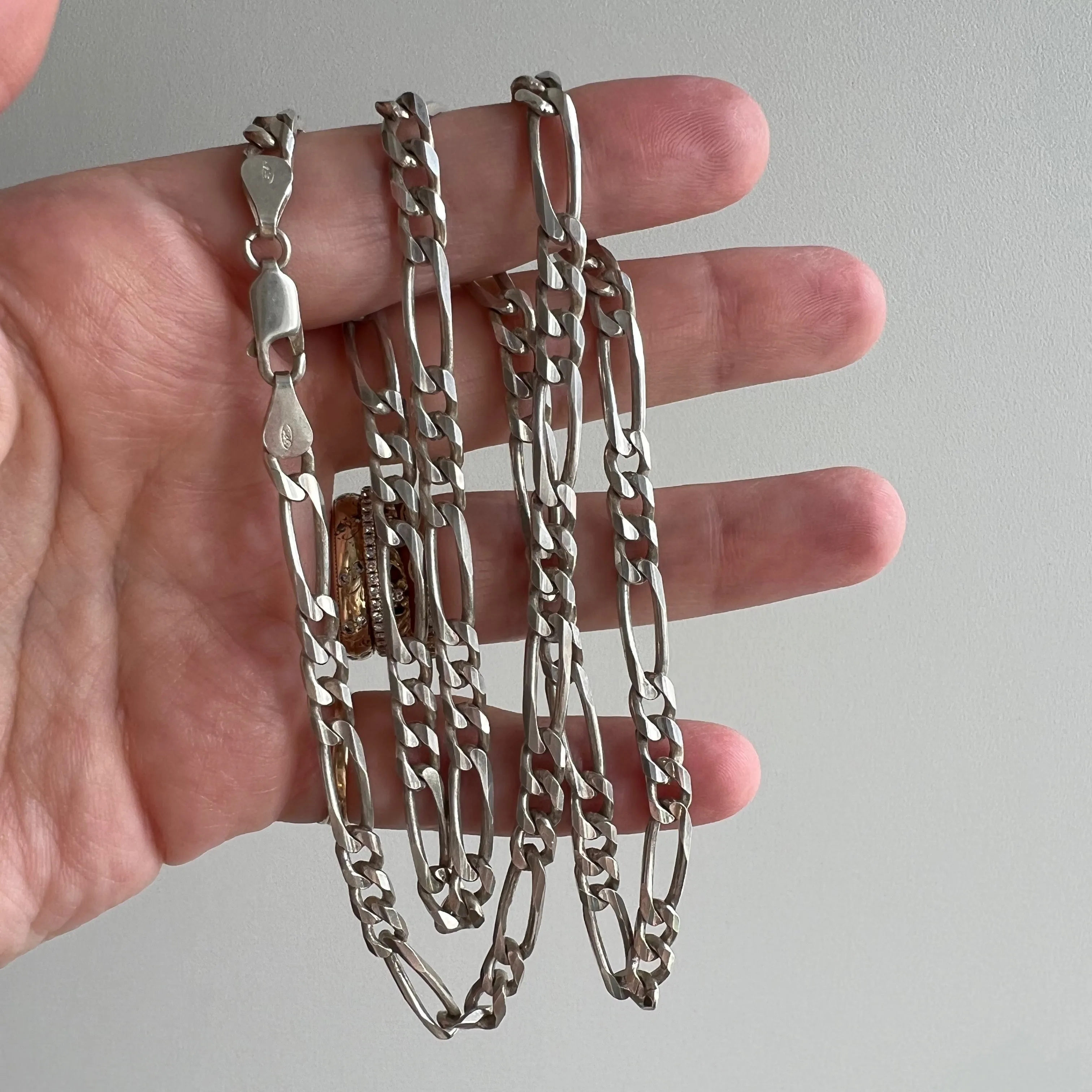 V I N T A G E // three to one figaro / Italy sterling silver figaro chain / 24.25, 26.7g