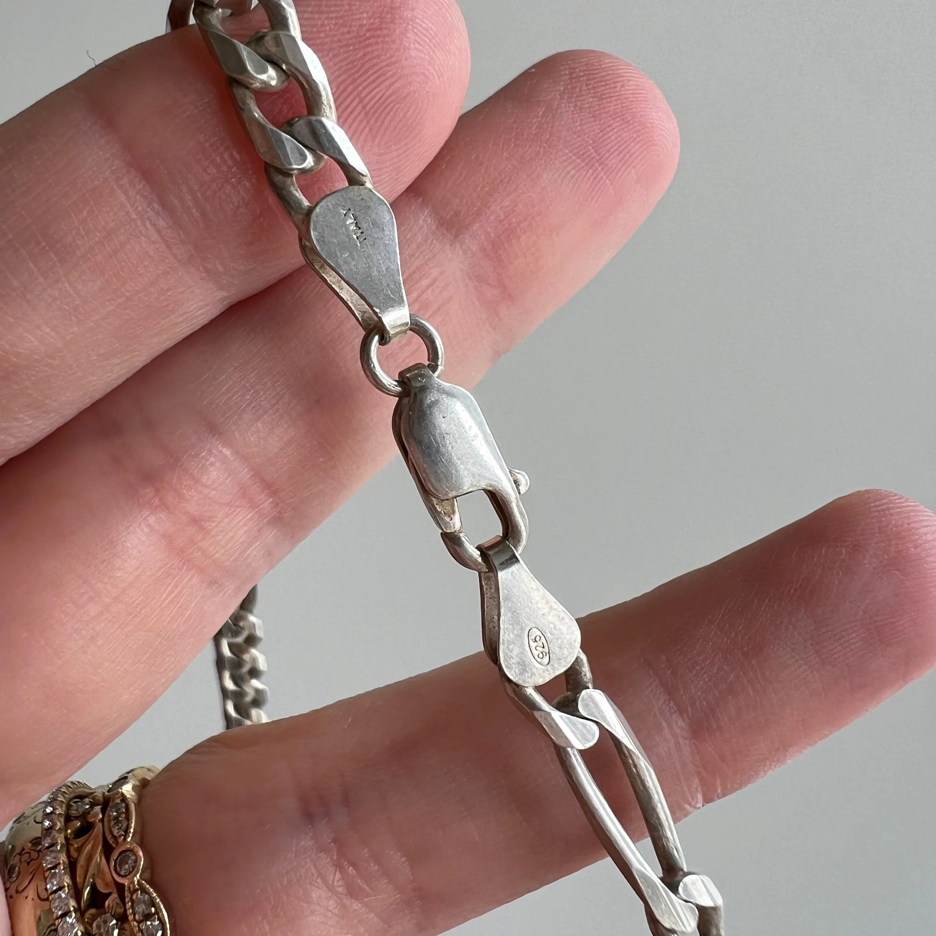 V I N T A G E // three to one figaro / Italy sterling silver figaro chain / 24.25, 26.7g