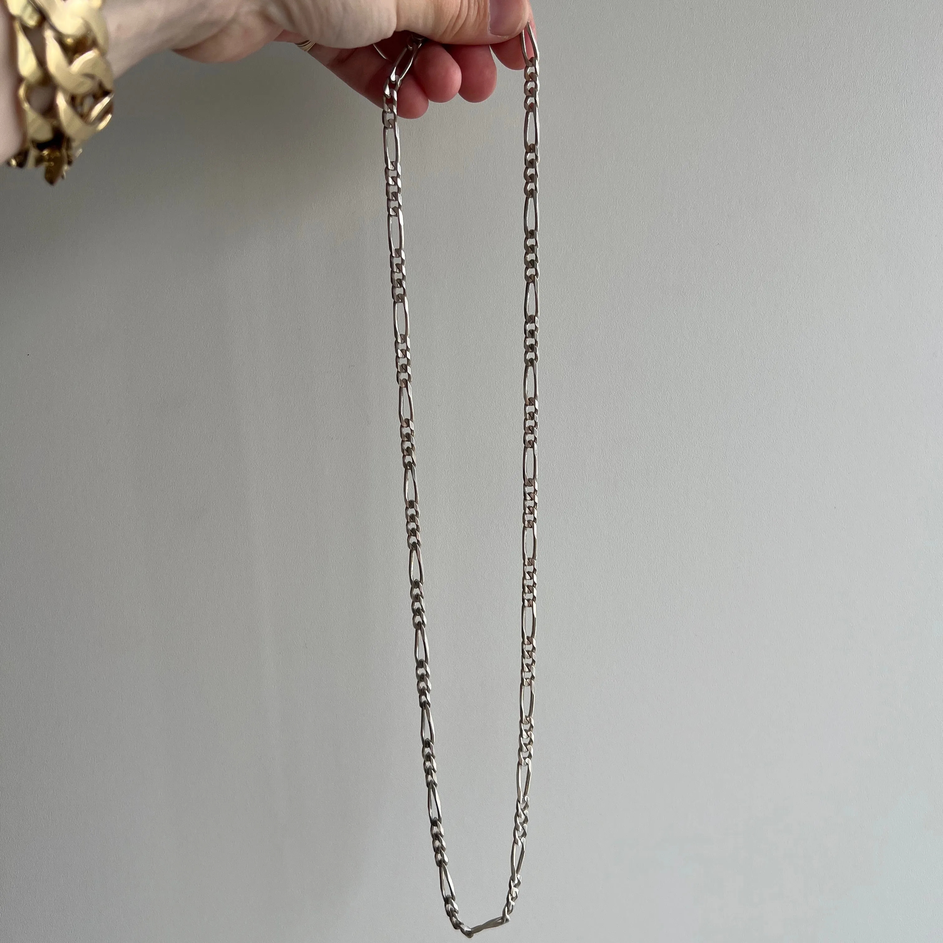 V I N T A G E // three to one figaro / Italy sterling silver figaro chain / 24.25, 26.7g